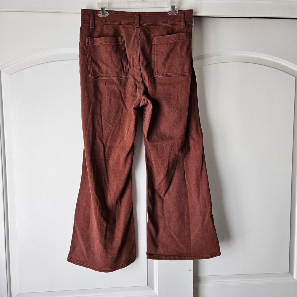 Ophelia Roe Wide Leg Pants Womens 12 Flare Rust Brown High‎ Waist Office Casual - Picture 2 of 7